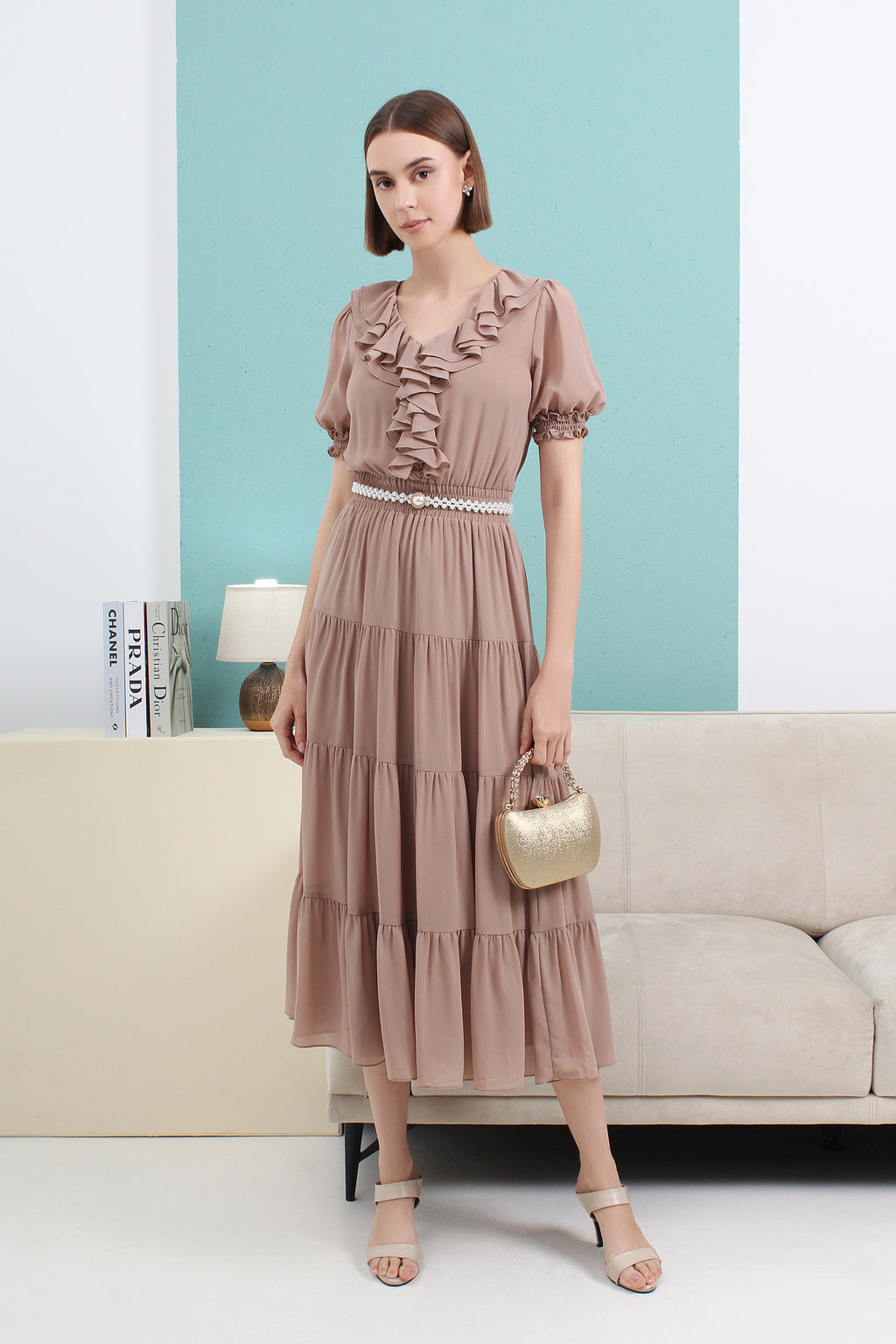 Ruffled Puff Sleeve Dress