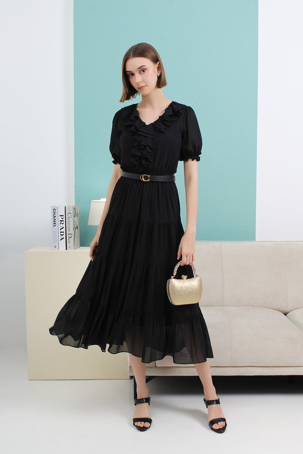 Ruffled Puff Sleeve Dress