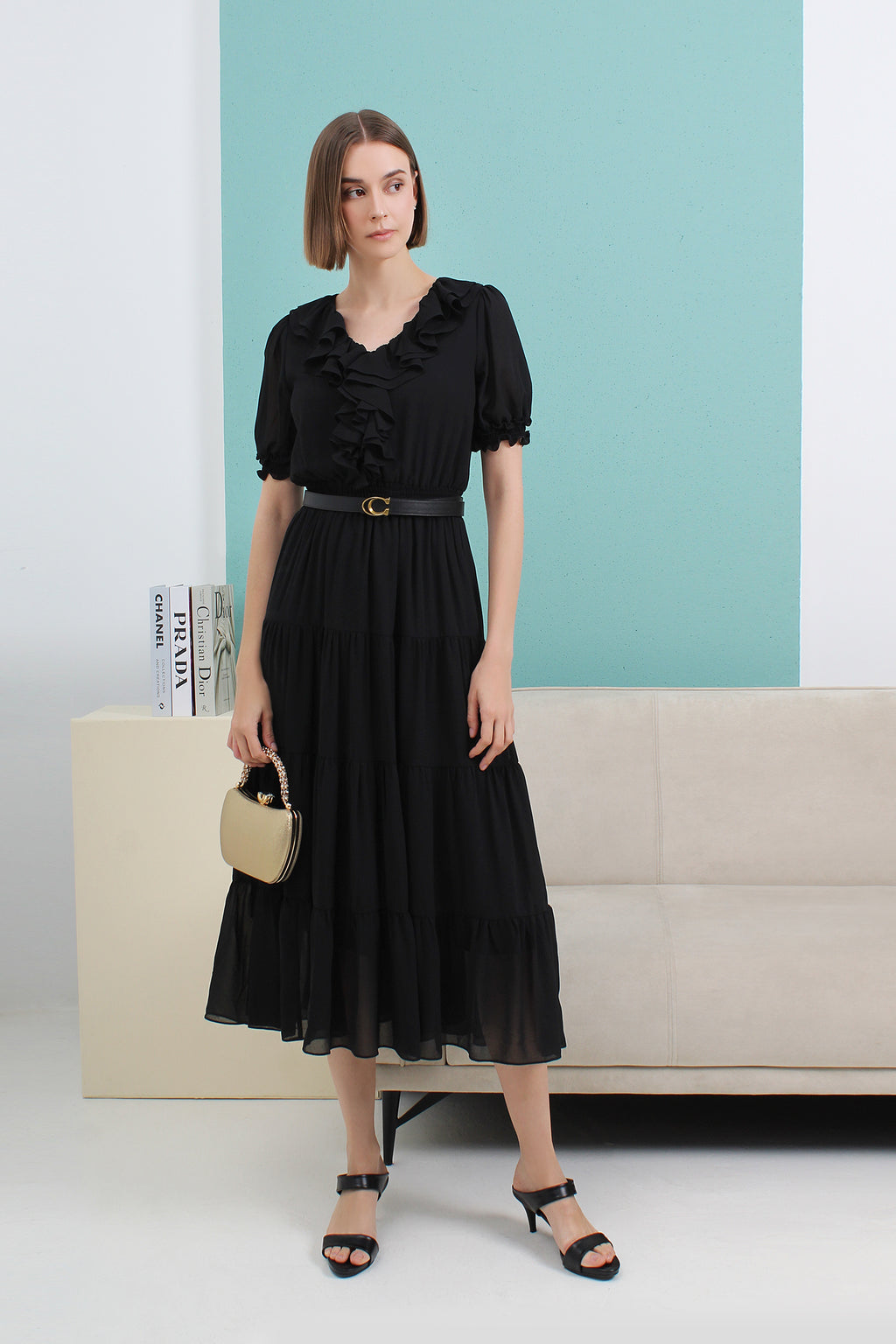 Ruffled Puff Sleeve Dress