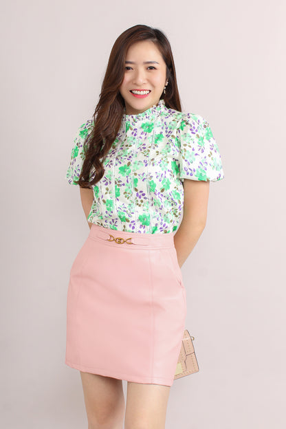 Ruffle Collared Blouse In Floral