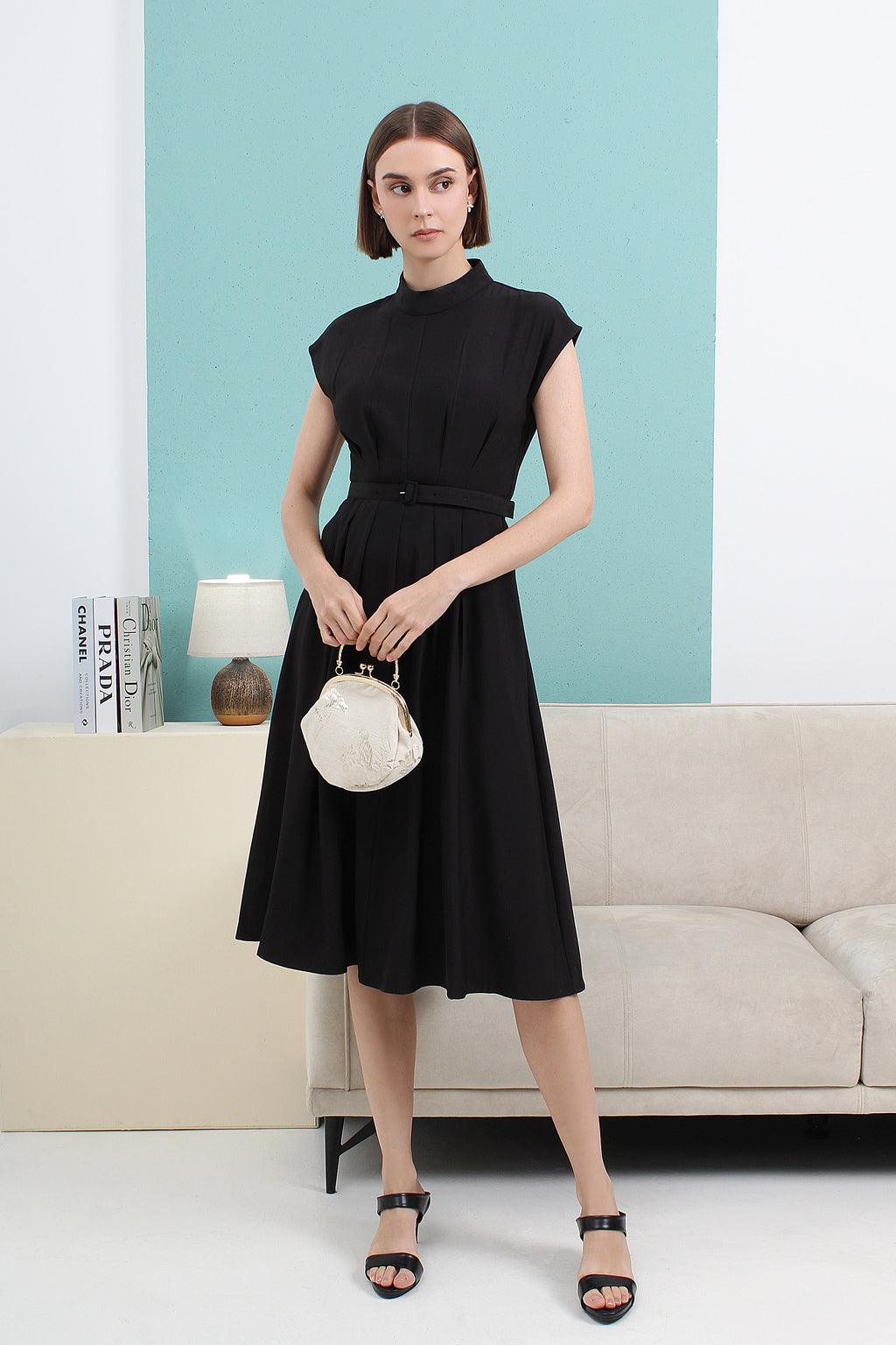 Cap Sleeve A-line Midi Dress