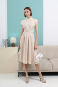 Cap Sleeve A-line Midi Dress