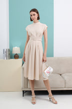 Cap Sleeve A-line Midi Dress
