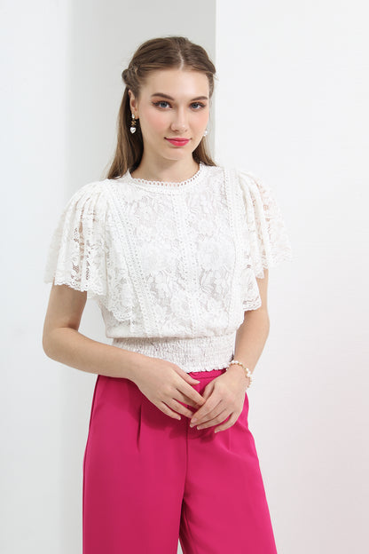 Anahita Flare Sleeves Blouse in Lace