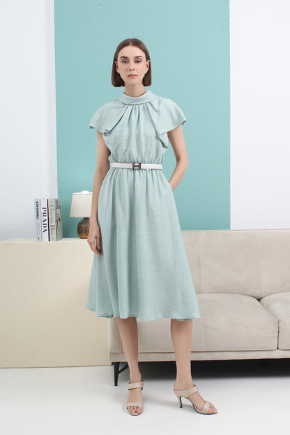 Serene Petal Cape Midi Dress