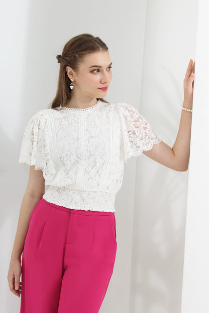 Anahita Flare Sleeves Blouse in Lace