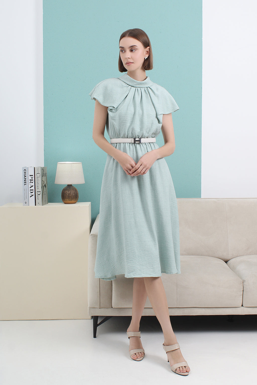 Serene Petal Cape Midi Dress