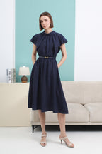 Serene Petal Cape Midi Dress