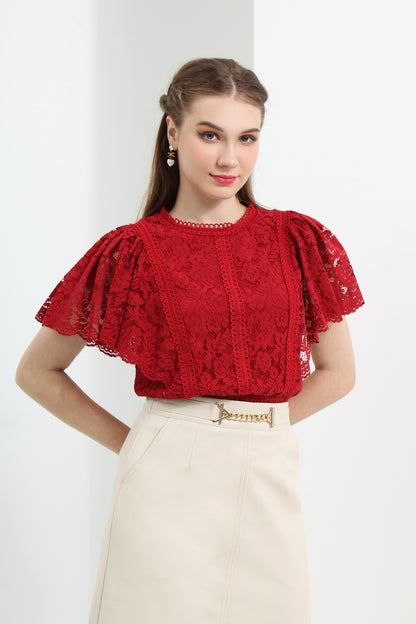 Anahita Flare Sleeves Blouse in Lace