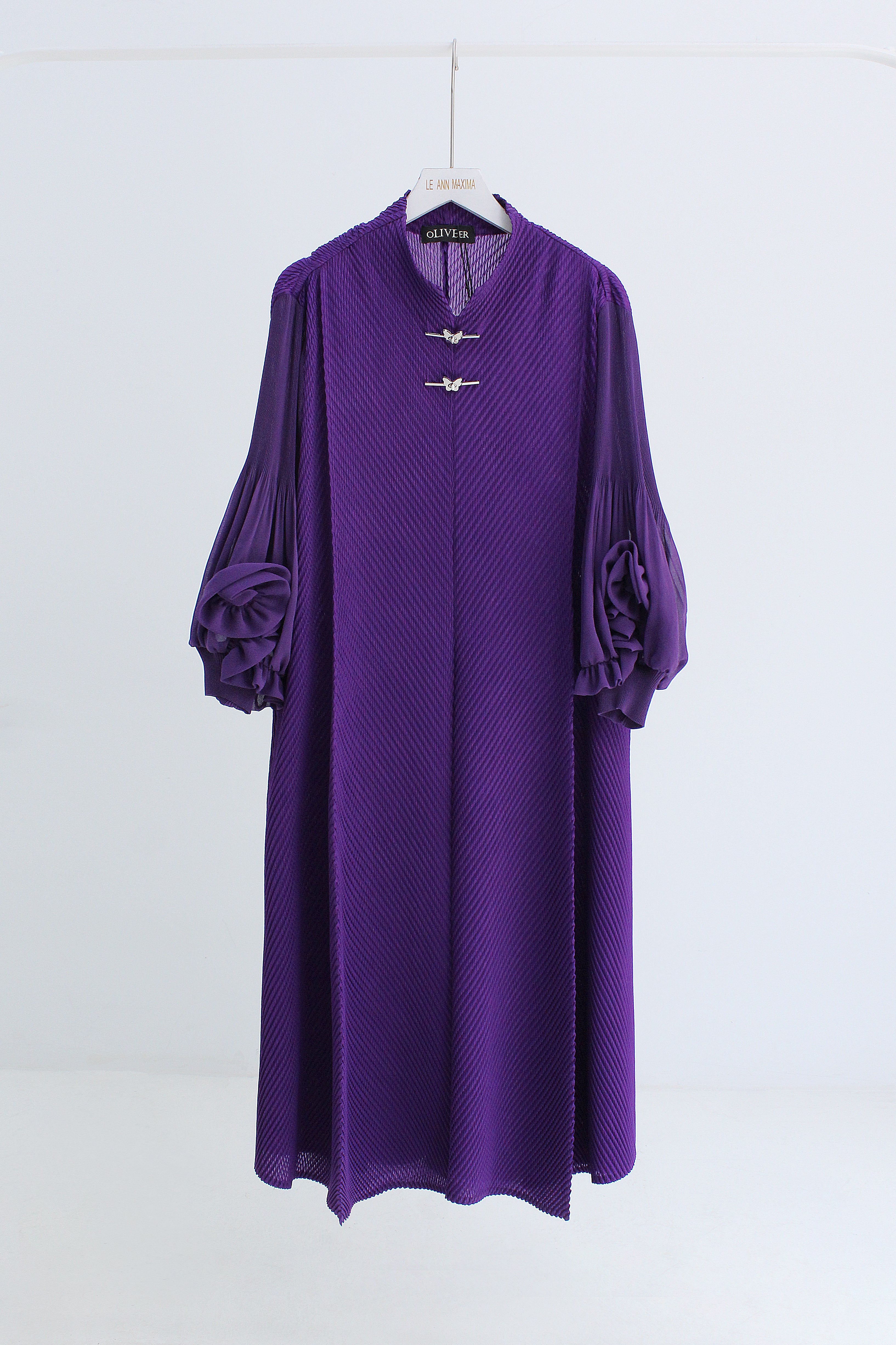 Ren Mandarin Collar Midi Dress (Free size)