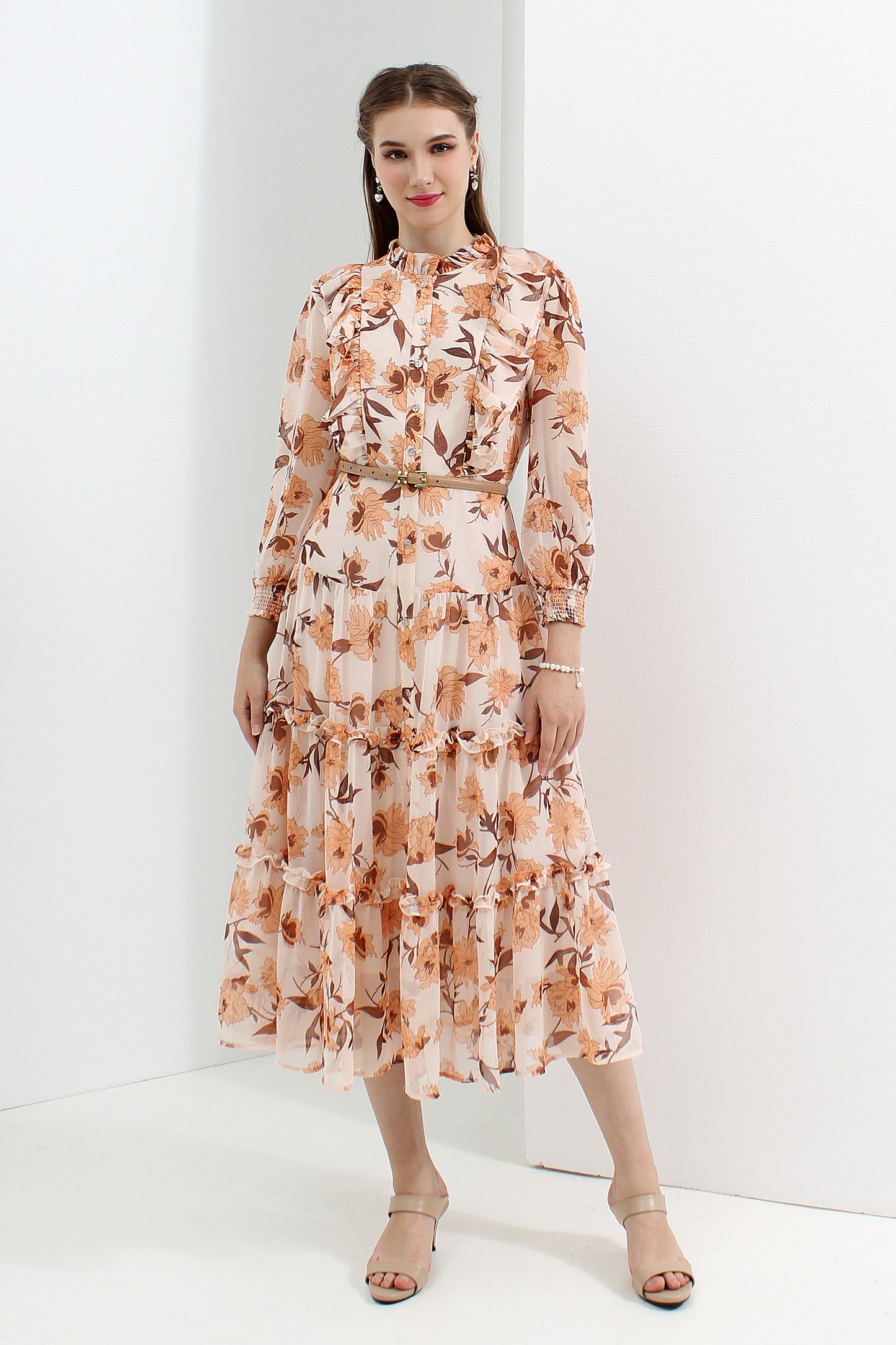 Atlanteia Floral Chiffon Dress