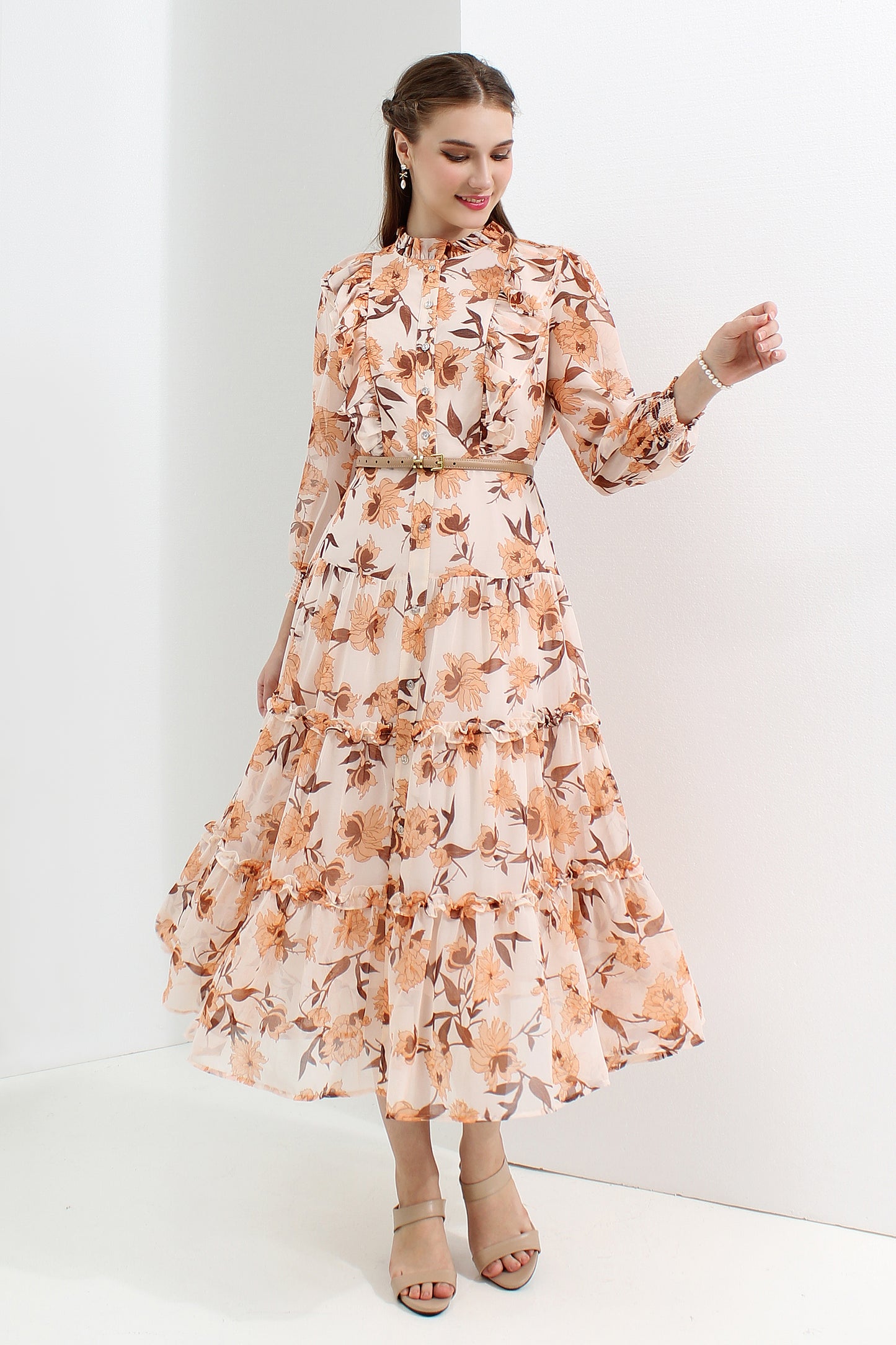 Atlanteia Floral Chiffon Dress