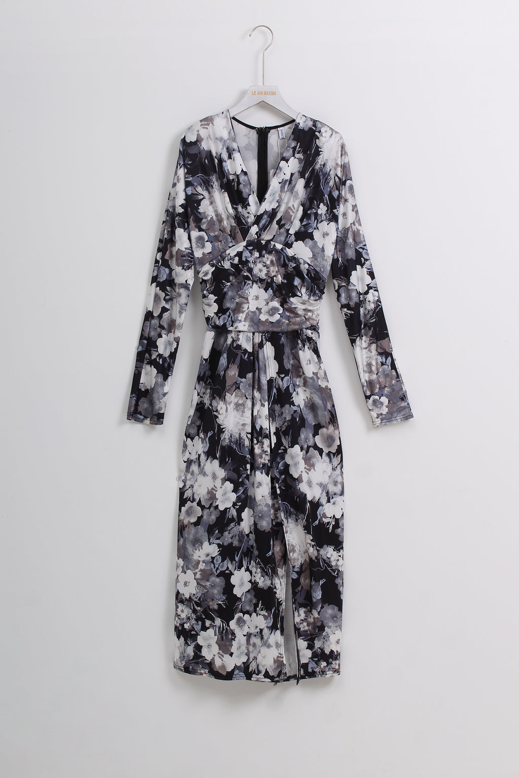 Floral Wrap Dress in Black (L size)