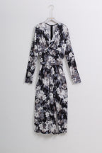 Floral Wrap Dress in Black (L size)