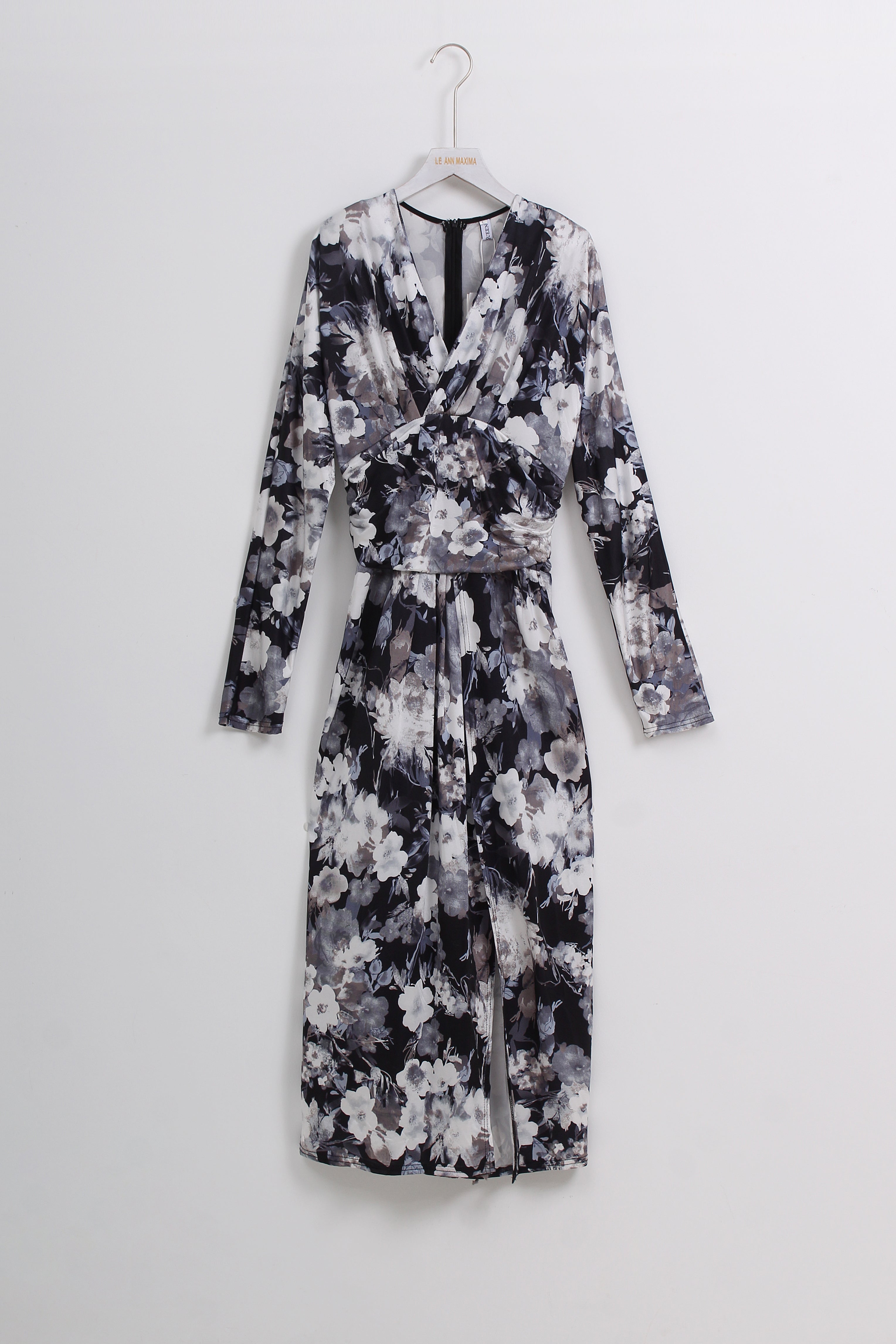 Floral Wrap Dress in Black (L size)