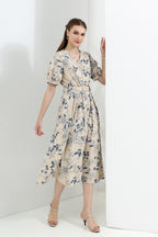 Floral Belted Button Down Midi Dress