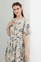 Floral Belted Button Down Midi Dress