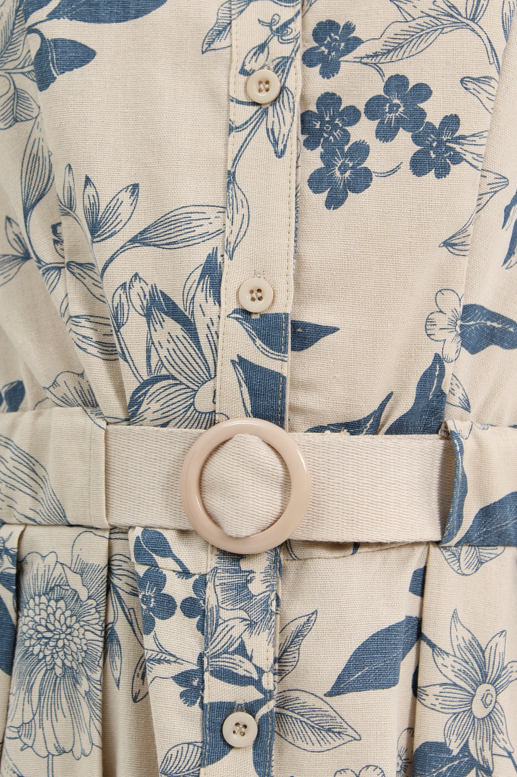 Floral Belted Button Down Midi Dress