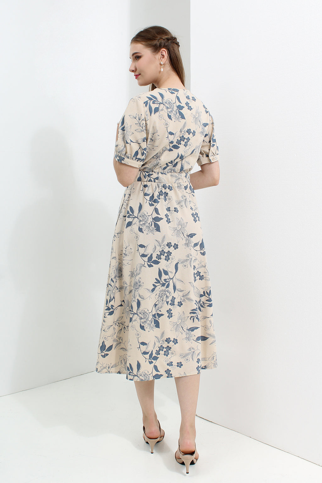 Floral Belted Button Down Midi Dress