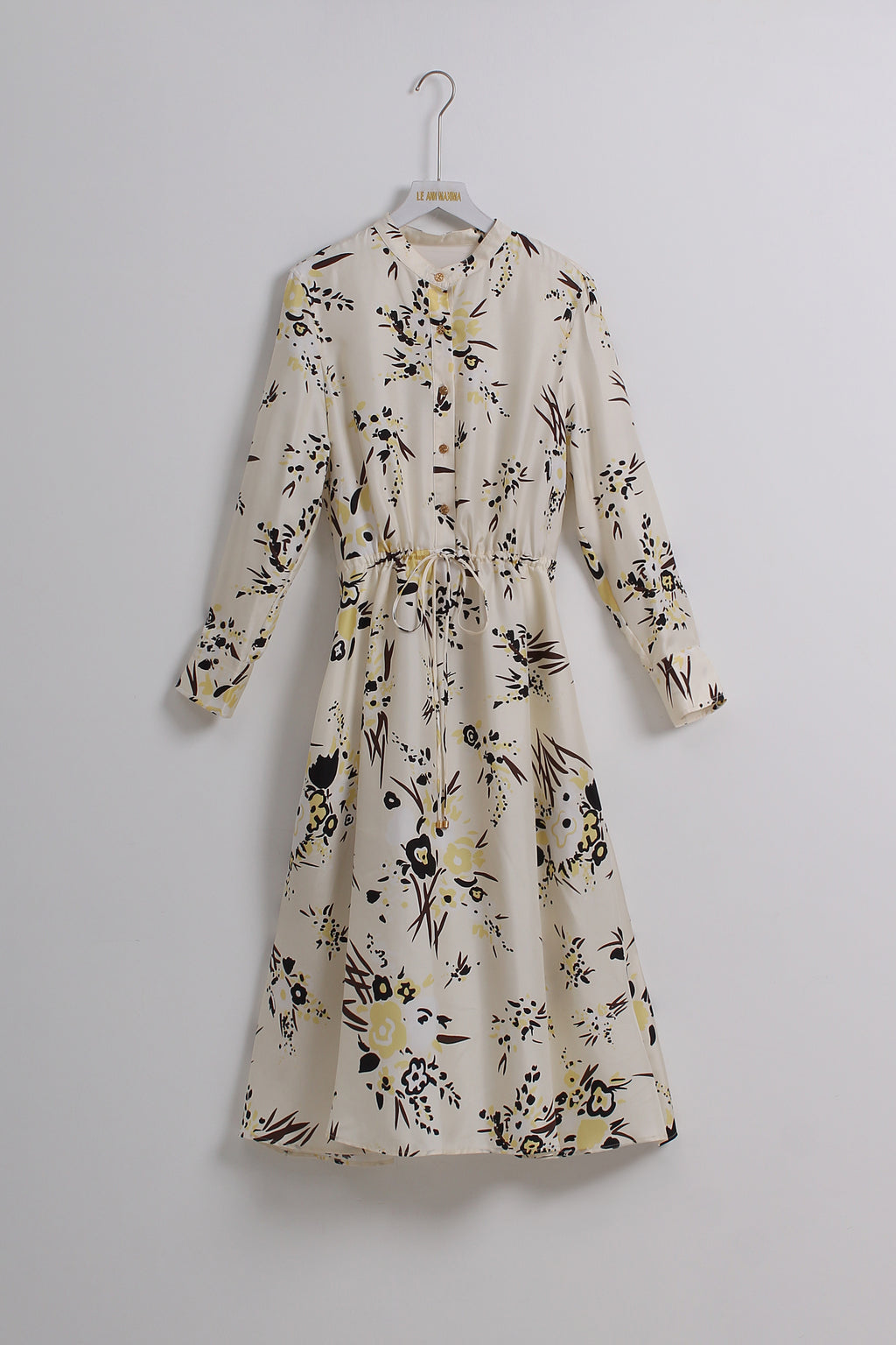 Yellow Floral Midi Dress (L size)