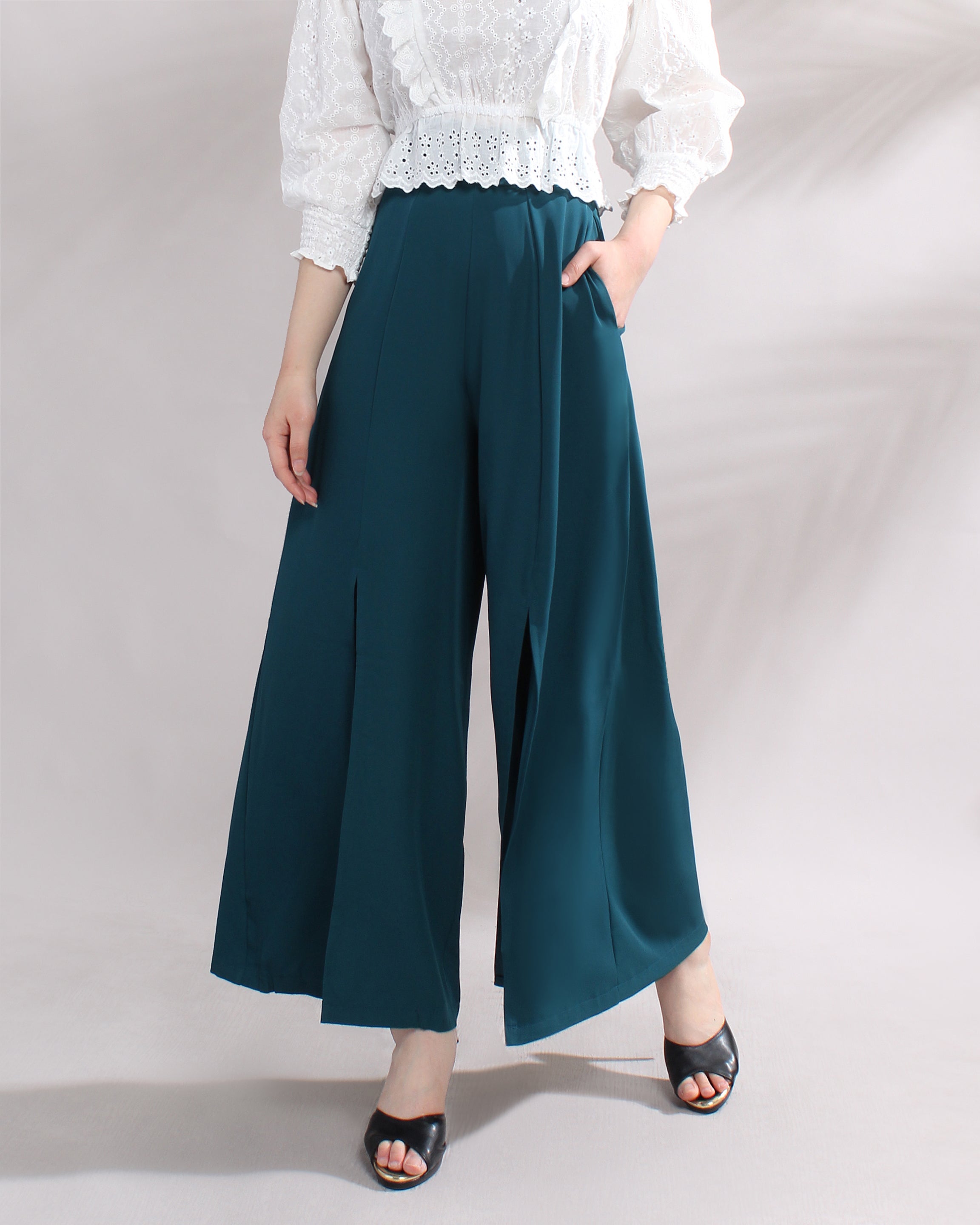 Front Slit Wide Leg Pants