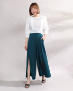 Front Slit Wide Leg Pants