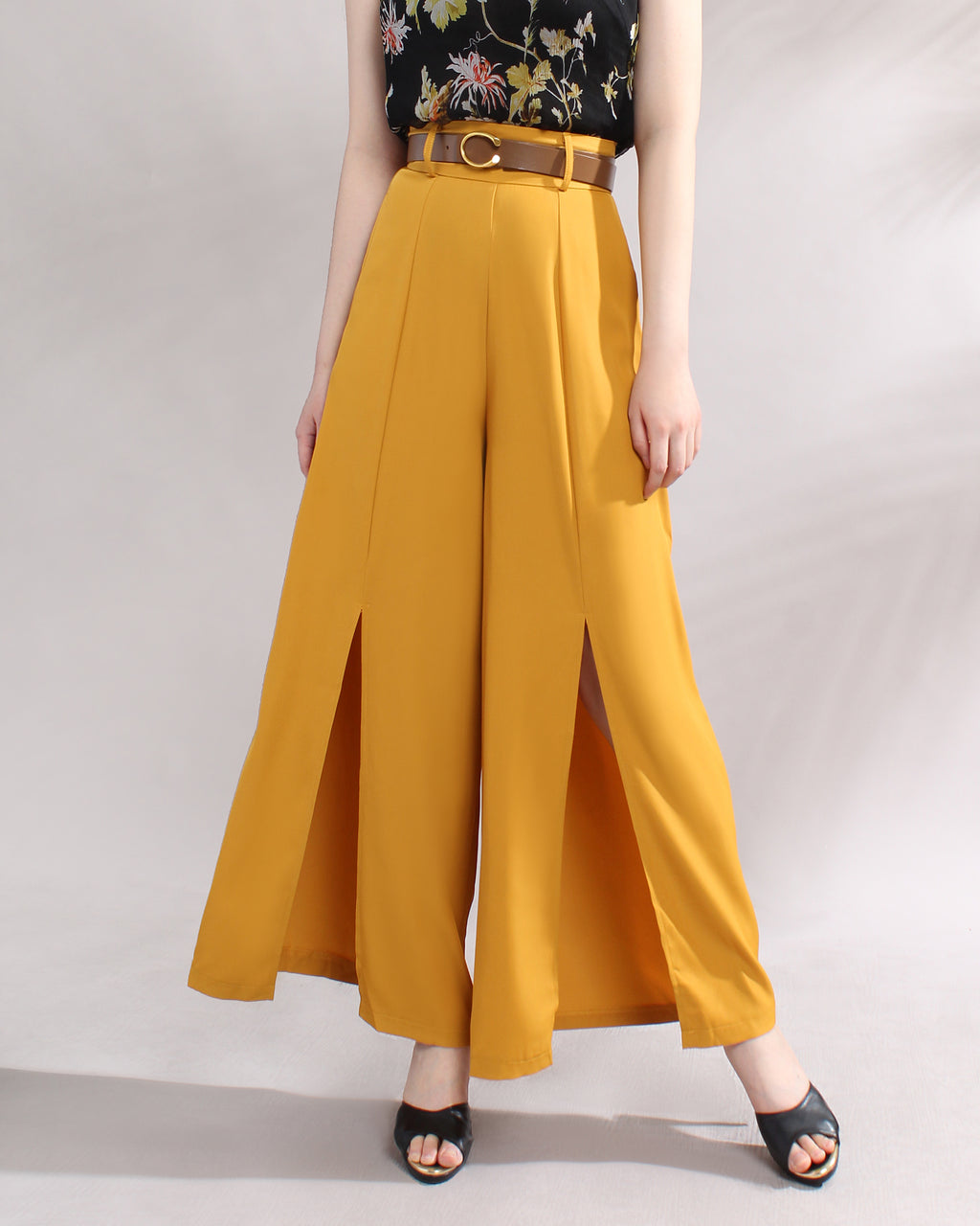 Front Slit Wide Leg Pants