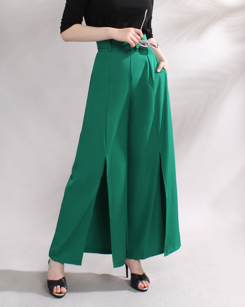 Front Slit Wide Leg Pants