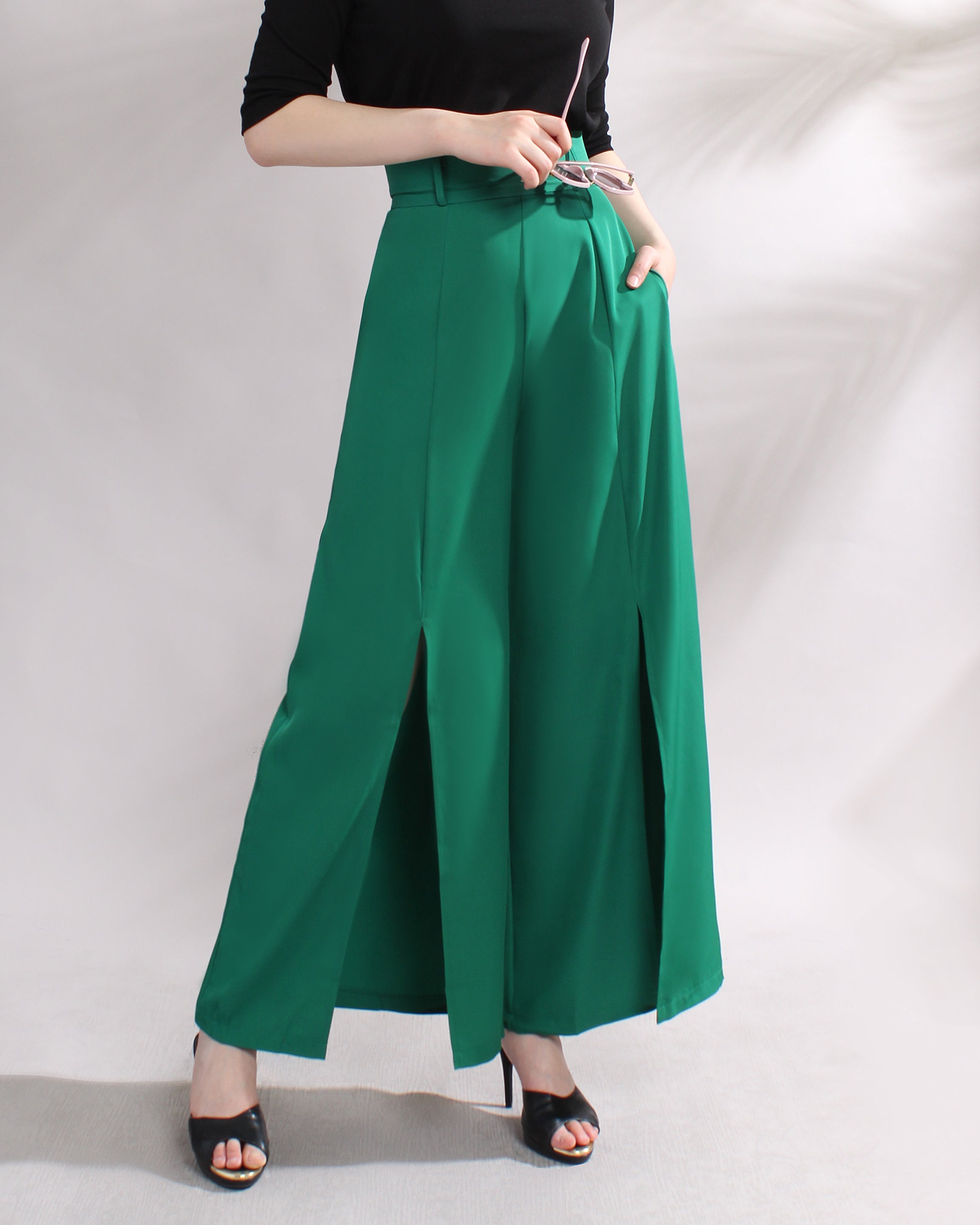 Front Slit Wide Leg Pants