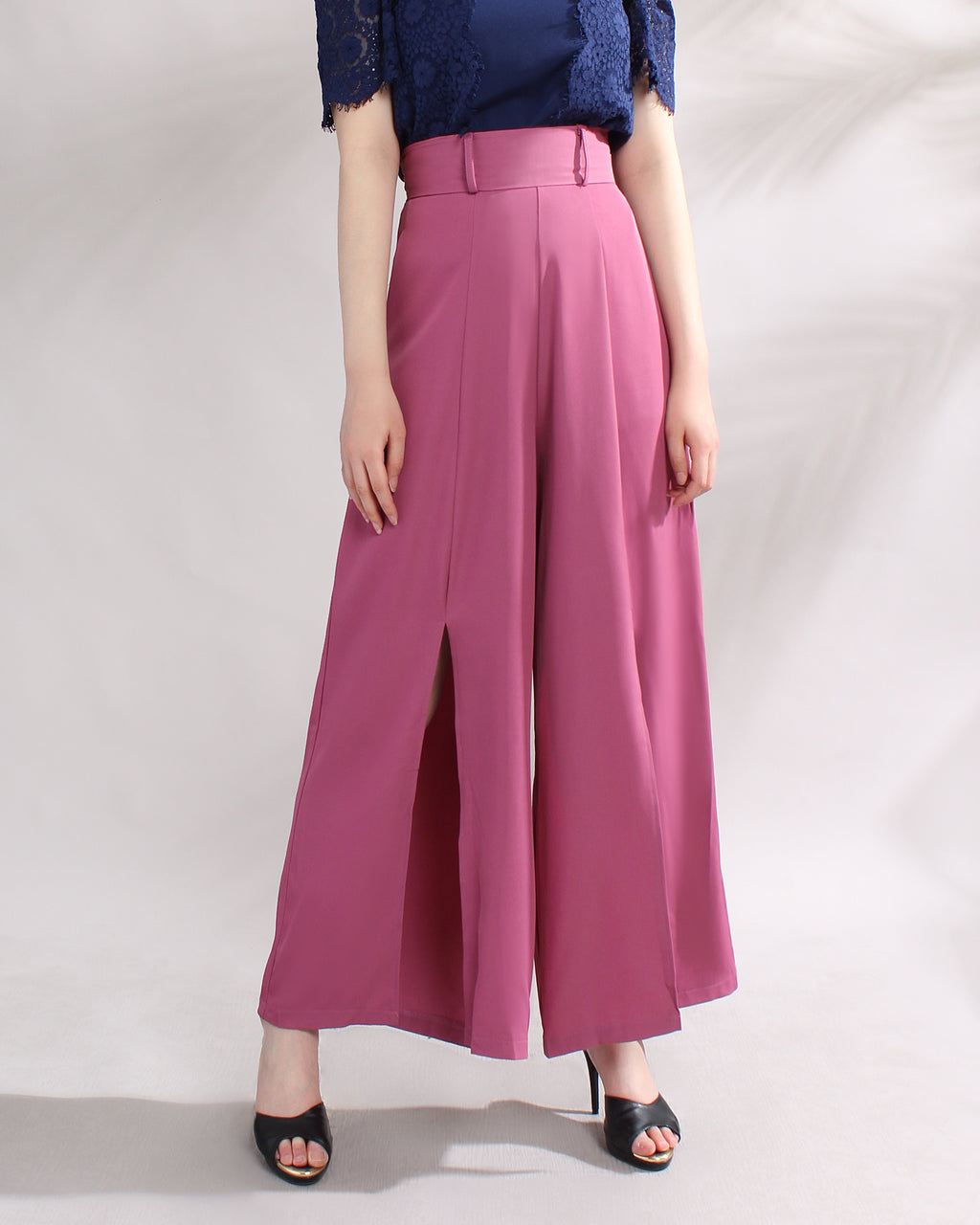 Front Slit Wide Leg Pants