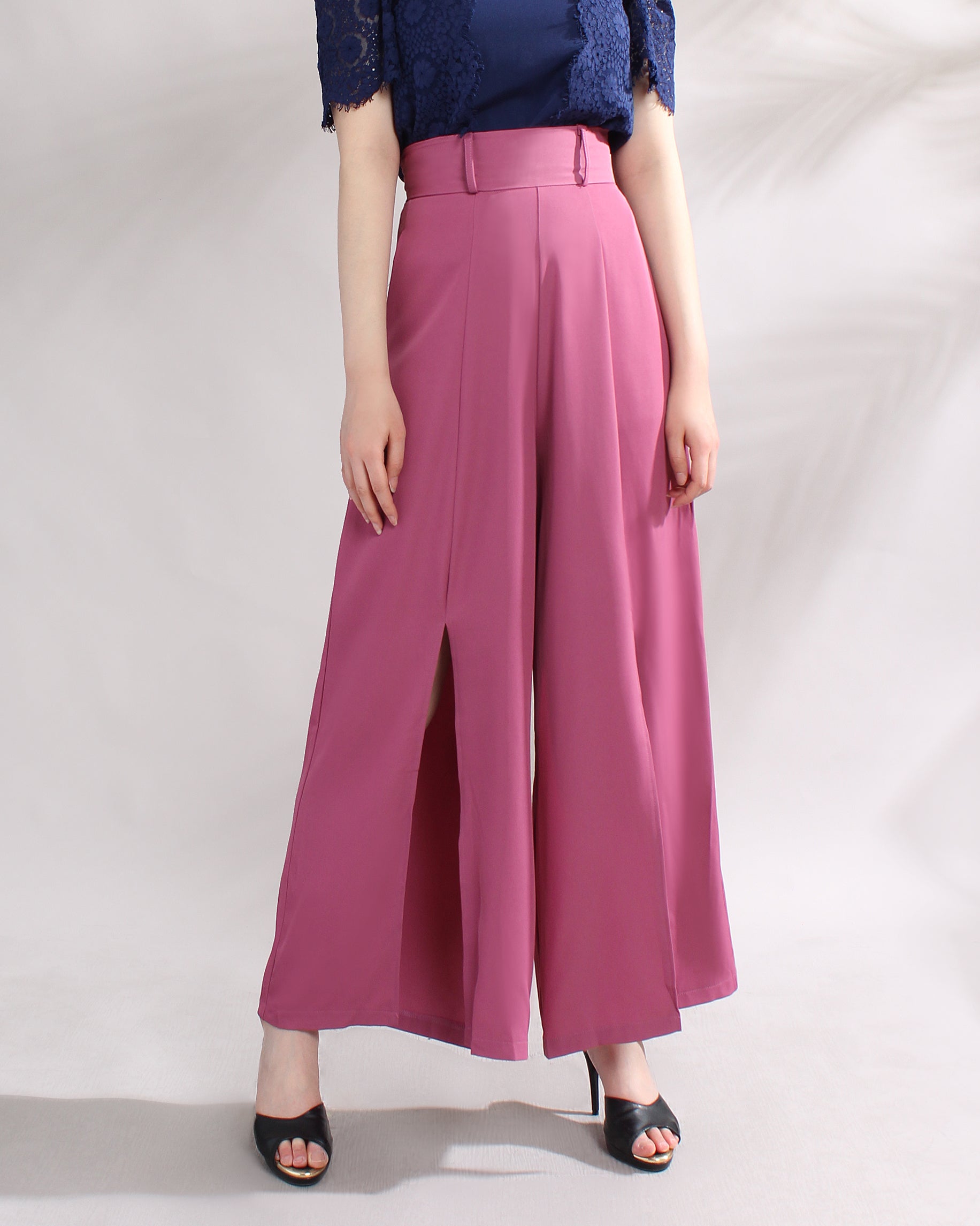 Front Slit Wide Leg Pants