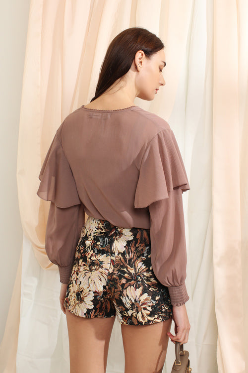 Chiffon Ruffled Sheer Blouse