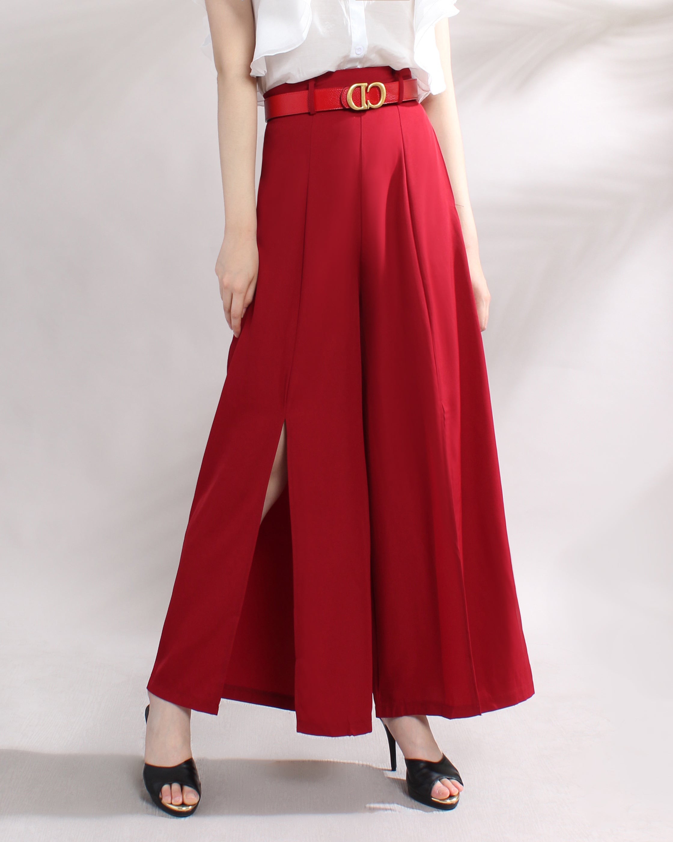 Front Slit Wide Leg Pants