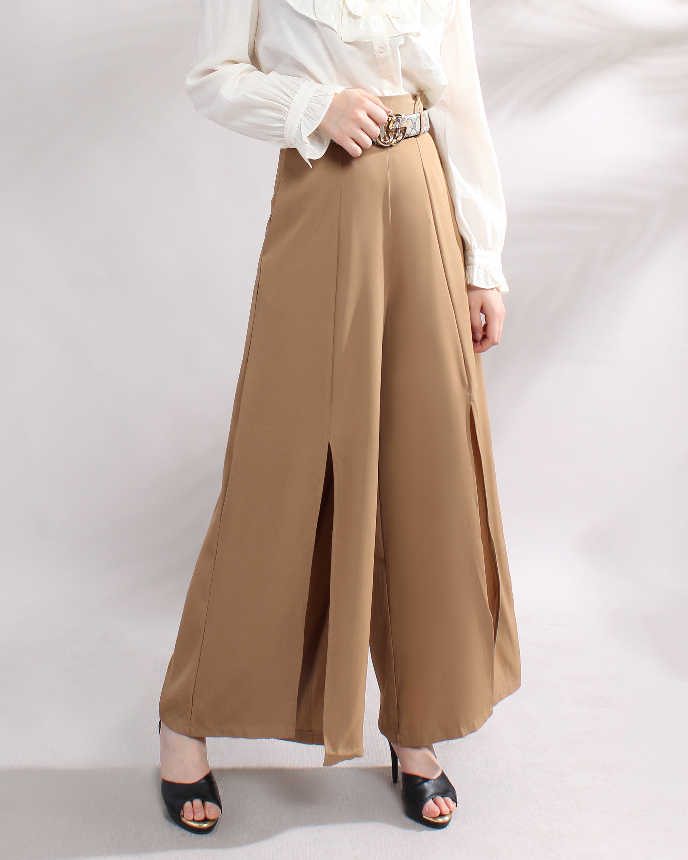 Front Slit Wide Leg Pants