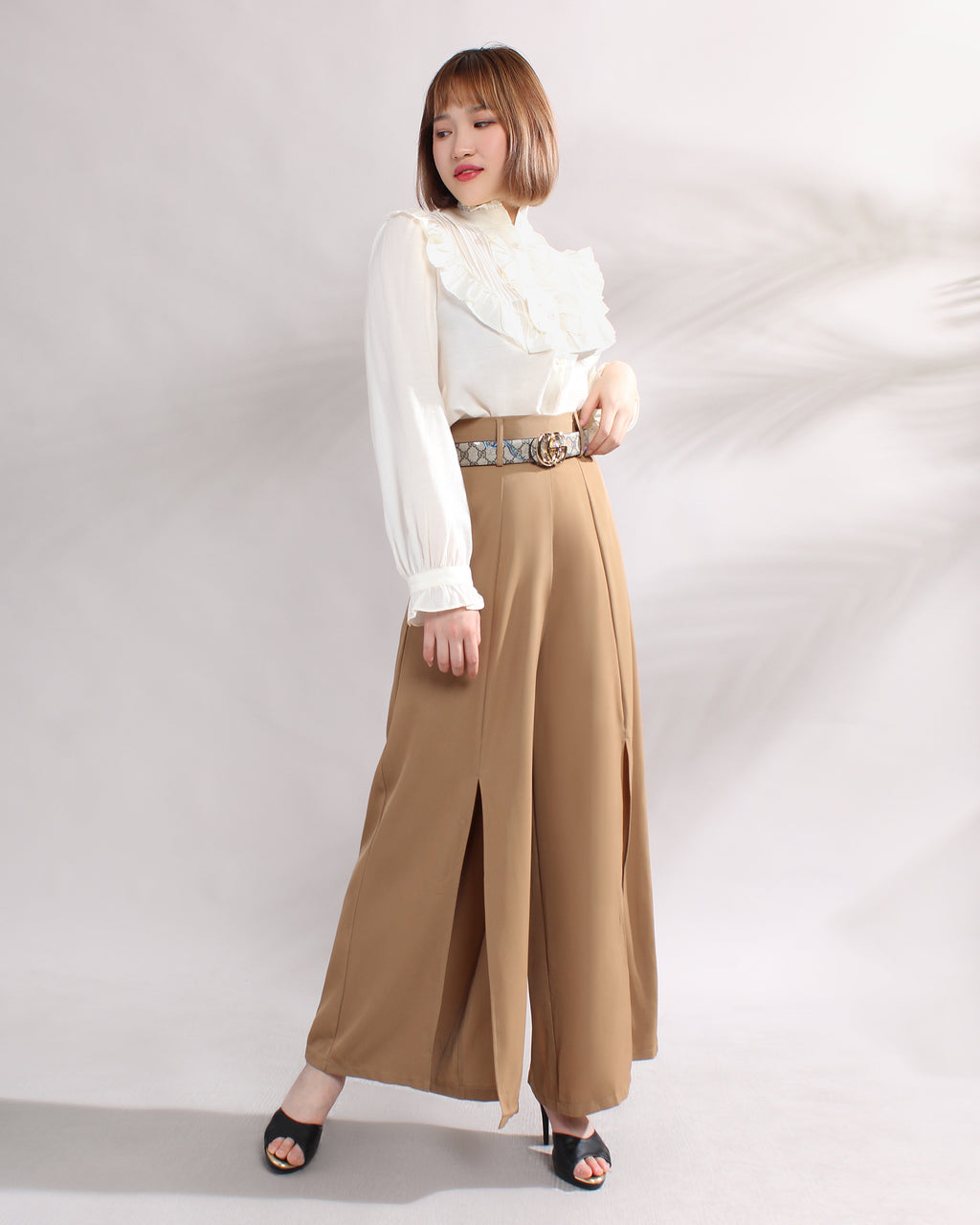 Front Slit Wide Leg Pants