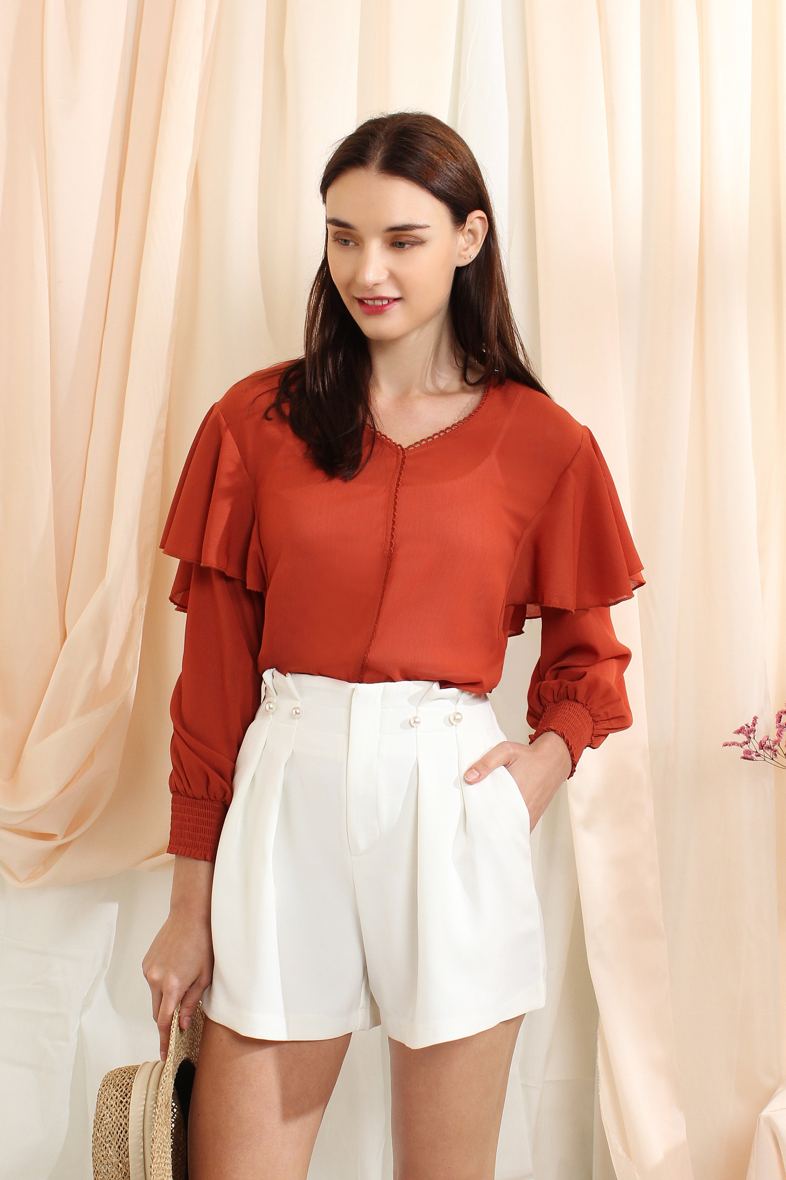 Ruffled Sleeve Blouse