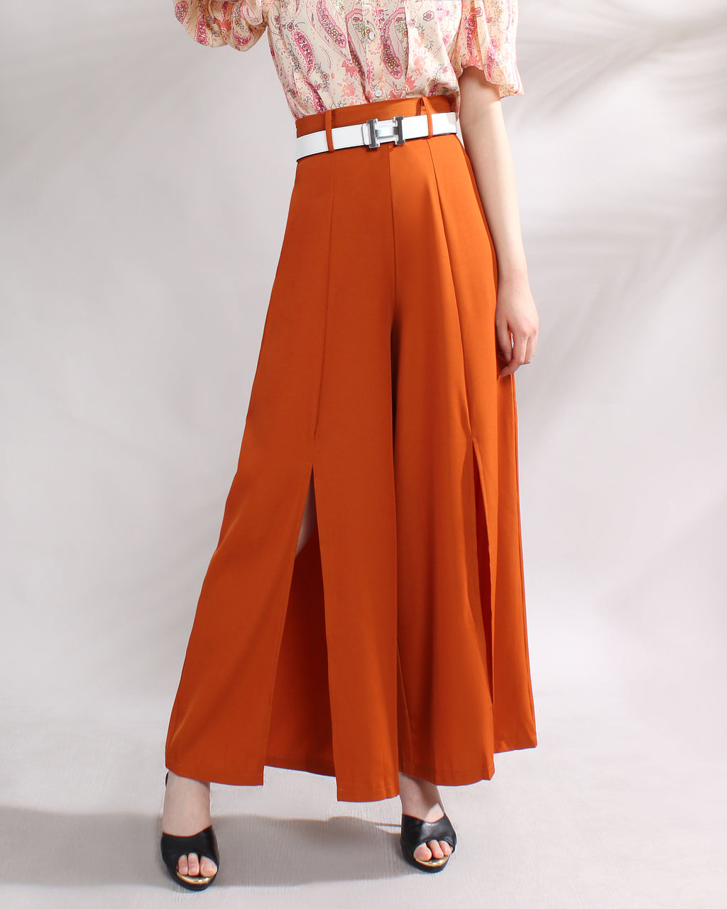 Front Slit Wide Leg Pants