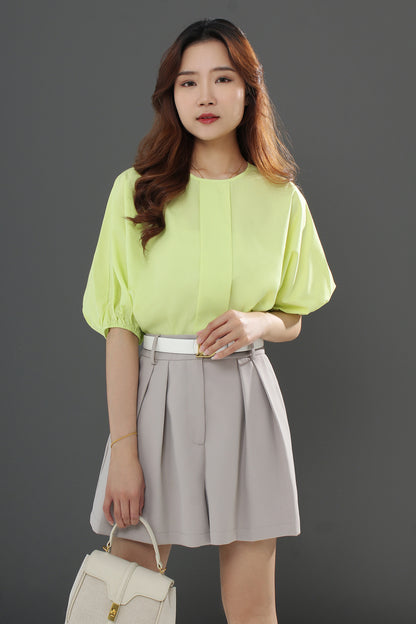 Keeffe Keyhole Back Puff Sleeve Blouse