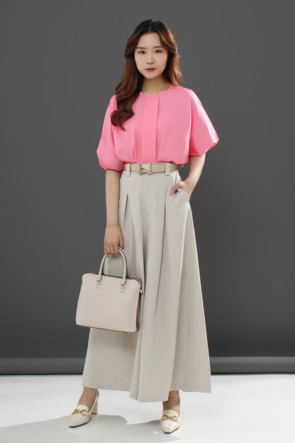 Keeffe Keyhole Back Puff Sleeve Blouse