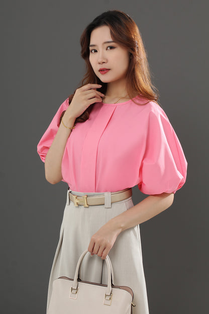 Keeffe Keyhole Back Puff Sleeve Blouse
