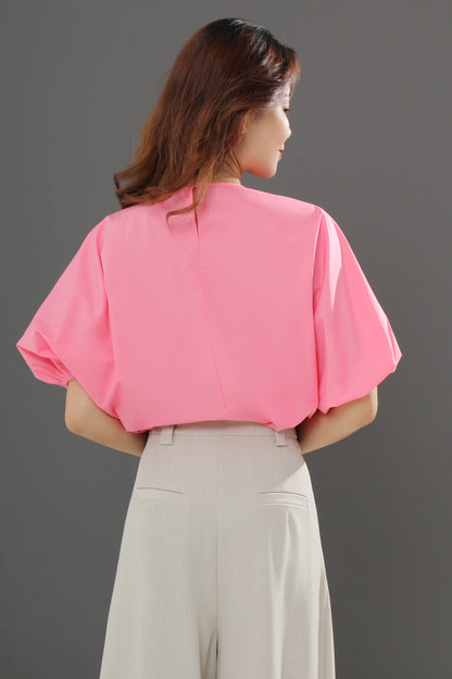 Keeffe Keyhole Back Puff Sleeve Blouse