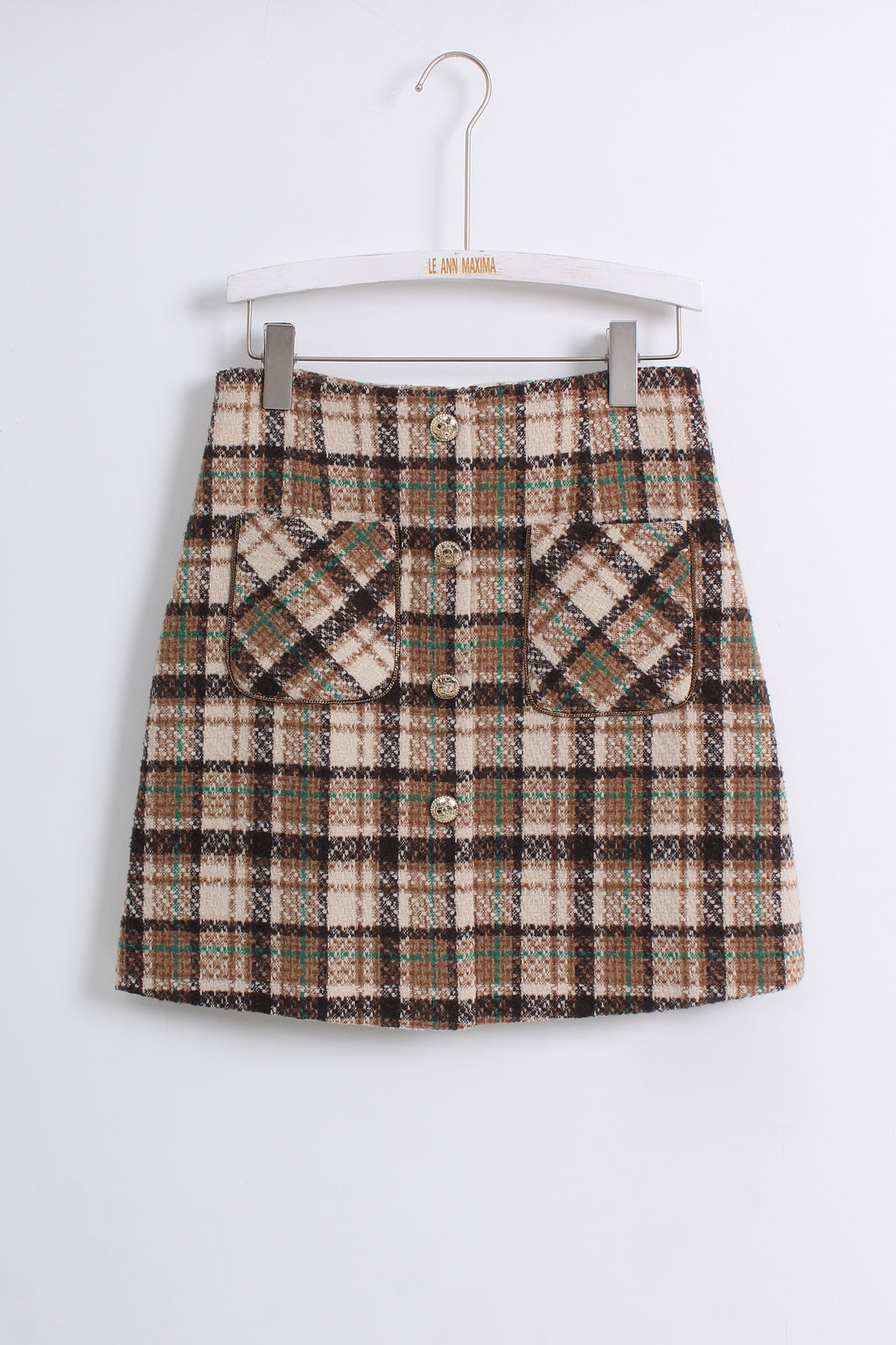 Tweed Checkered Mini Skirt (M size)