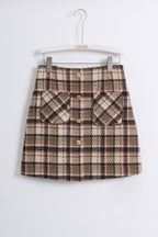 Tweed Checkered Mini Skirt (M size)