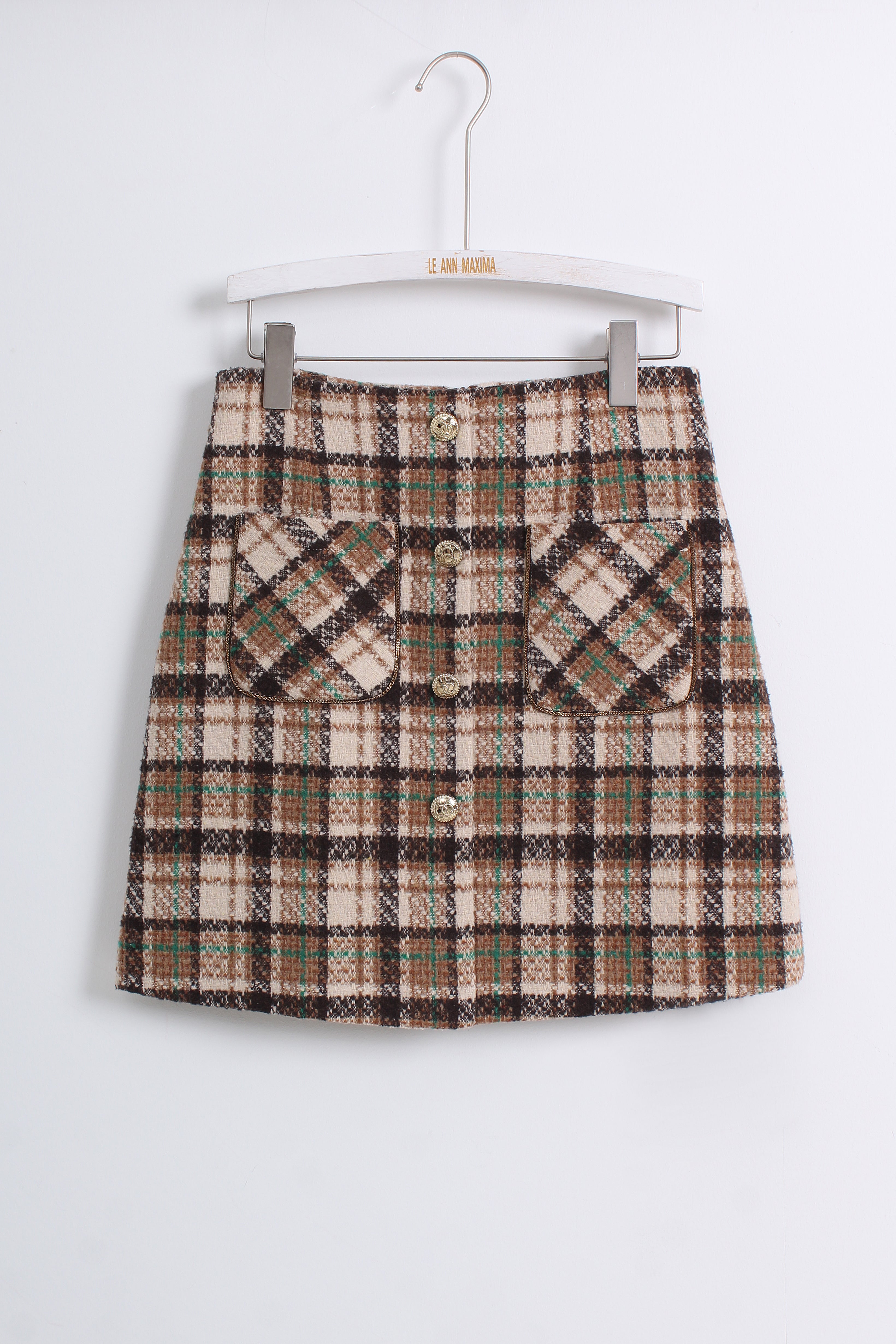 Tweed Checkered Mini Skirt (M size)