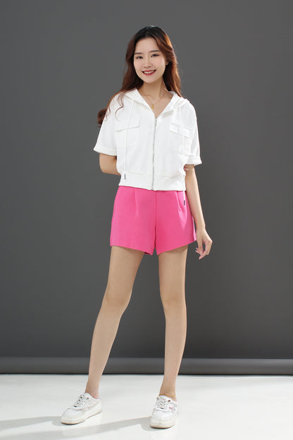 Allegra Cotten Zipper Short-sleeved Top