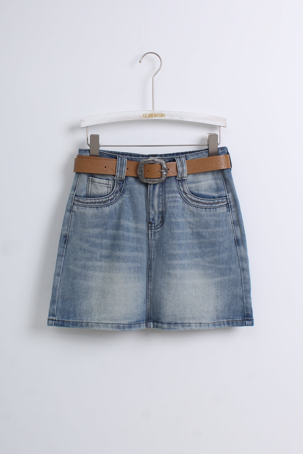 Denim Skirt with Belt