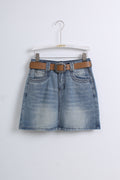 Denim Skirt with Belt