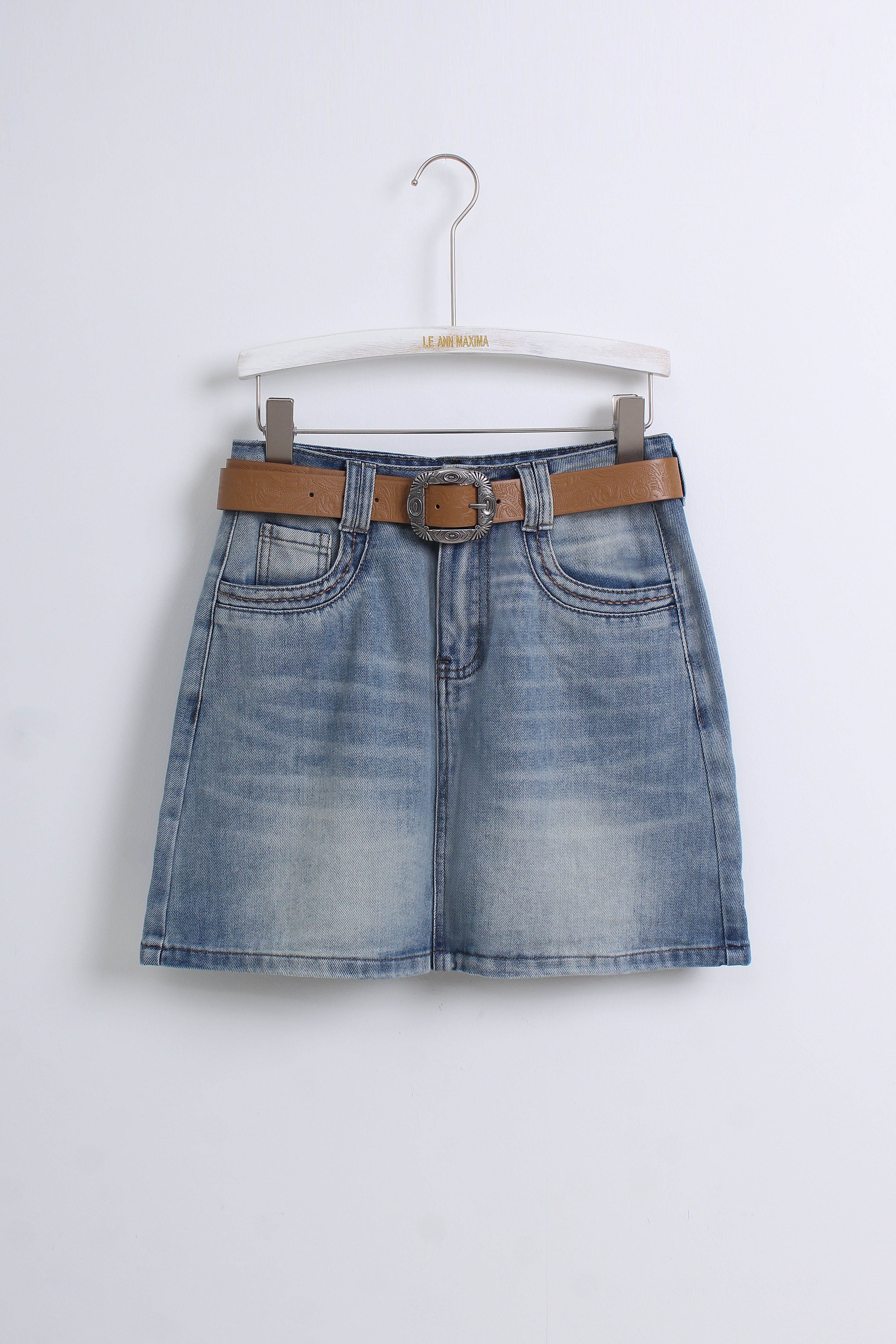 Denim Skirt with Belt