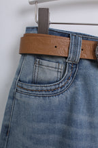 Denim Skirt with Belt