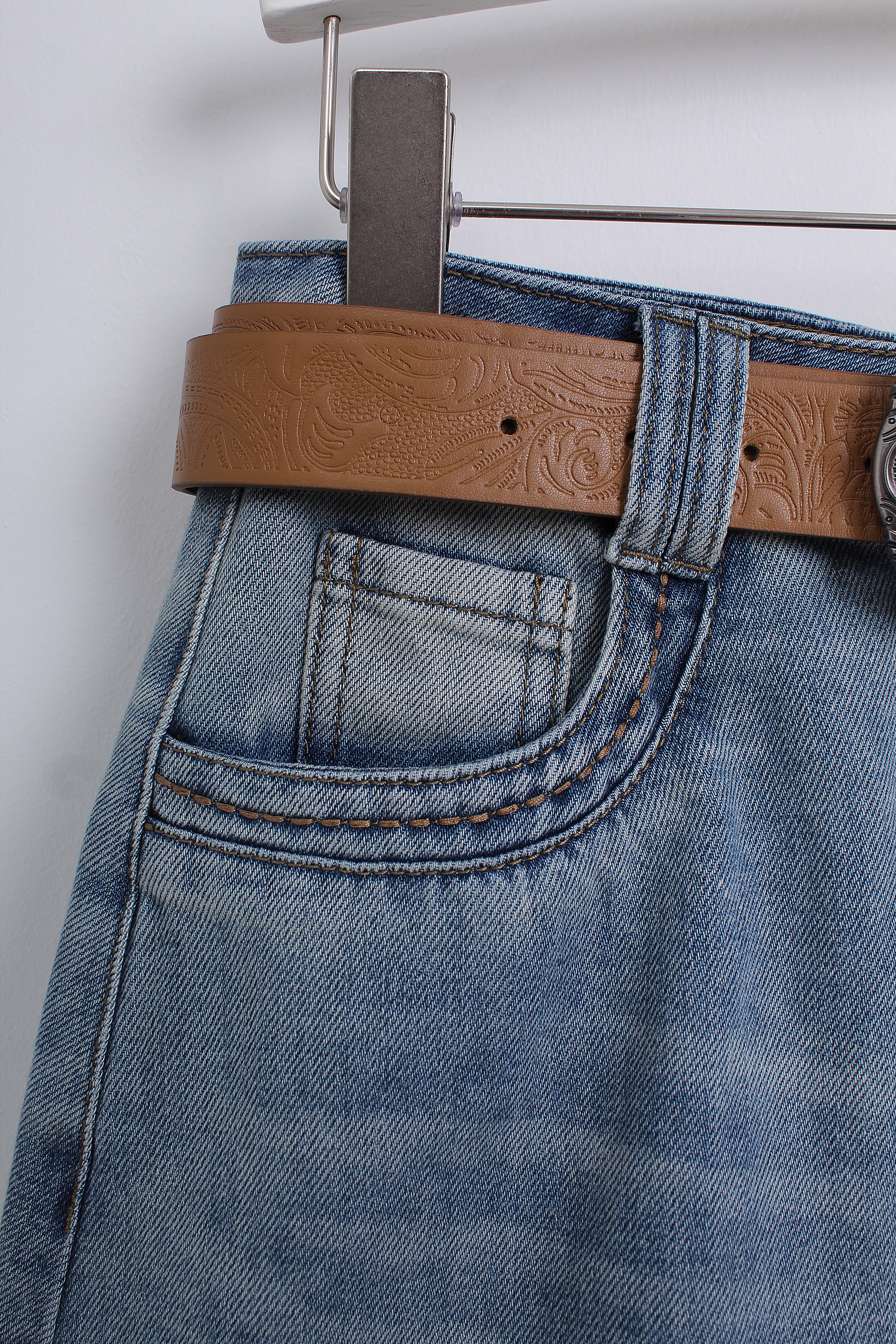Denim Skirt with Belt